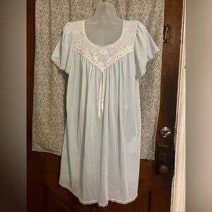 Vanity Fair Light Blue Lace Trim Chemise